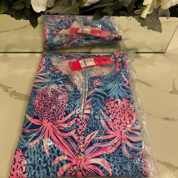LILLY PULITZER. BNWT. Large. Margie Dress. Borealis Blue Tropic Down Low. $108 - Picture 3 of 5